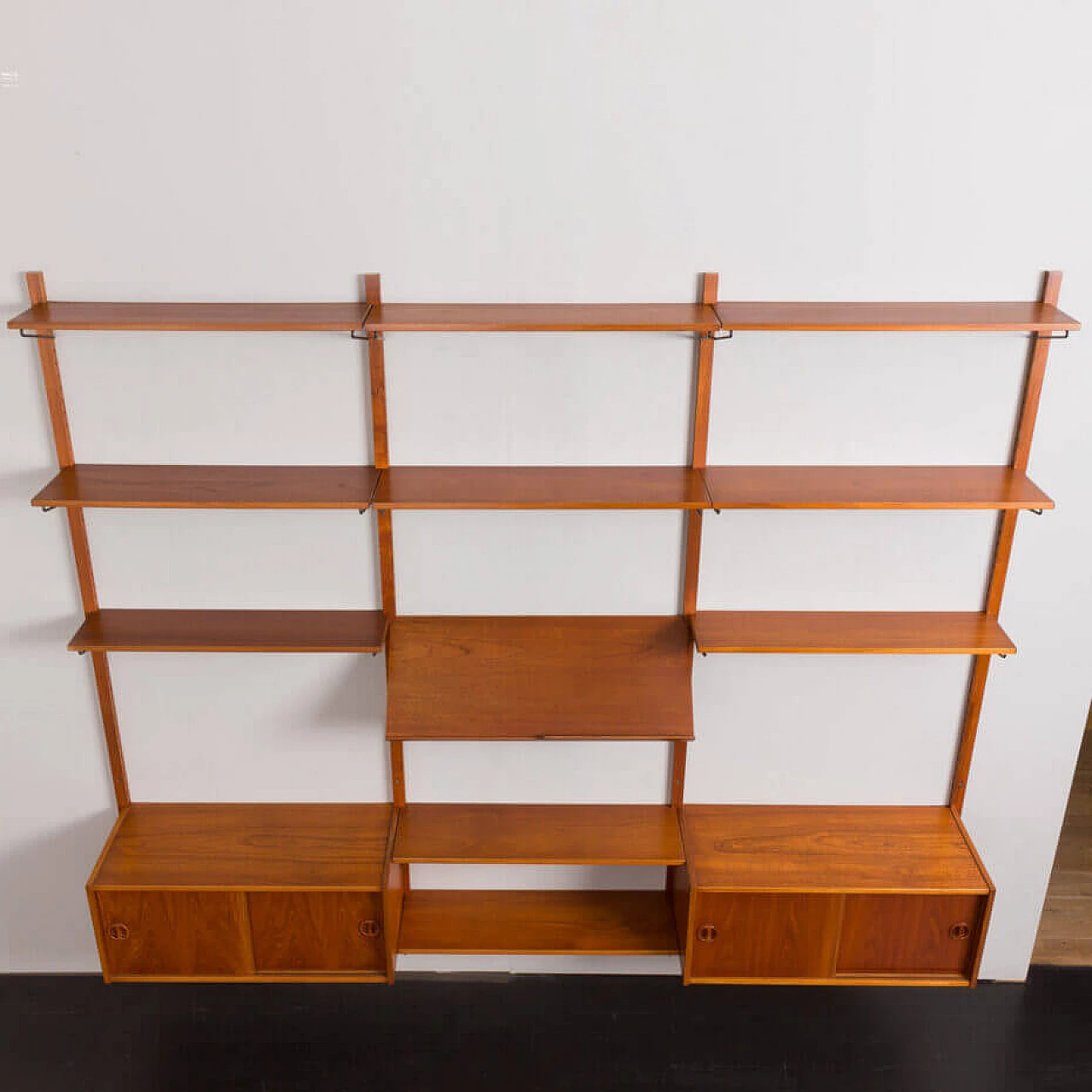 Danish three-bay teak bookcase in the style of Poul Cadovius, 1960s 9