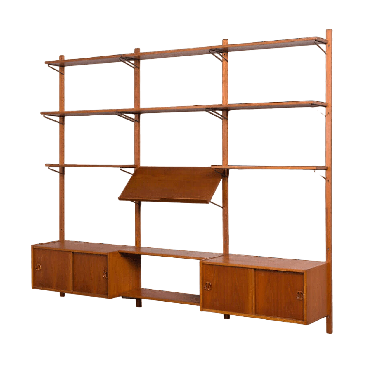 Danish three-bay teak bookcase in the style of Poul Cadovius, 1960s 19