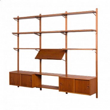 Danish three-bay teak bookcase in the style of Poul Cadovius, 1960s