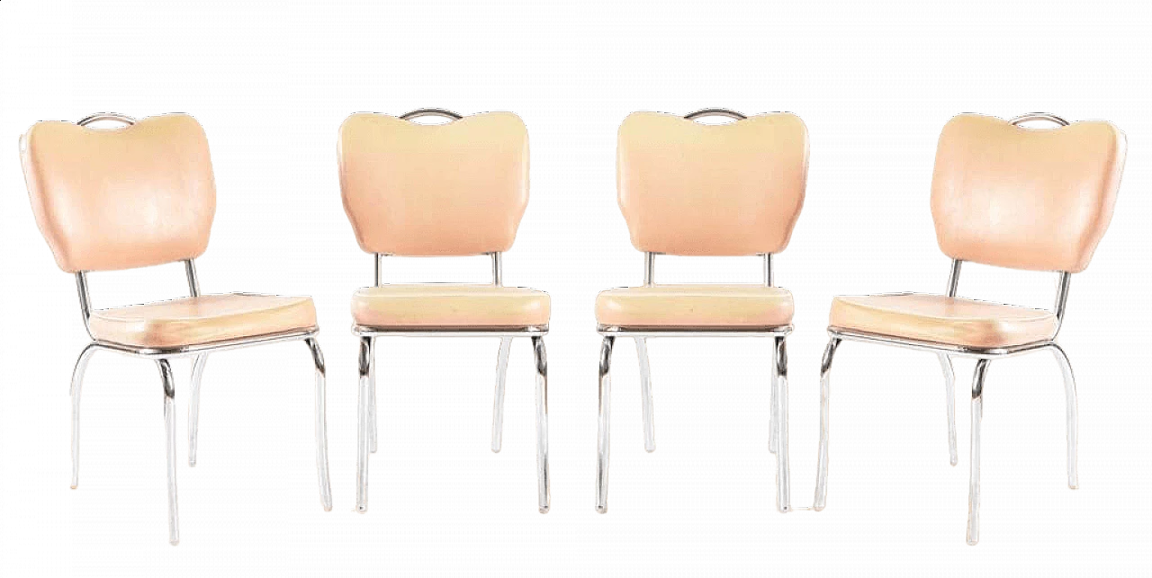 4 Co-26 Bel Air chairs in steel and faux leather, 1950s 6