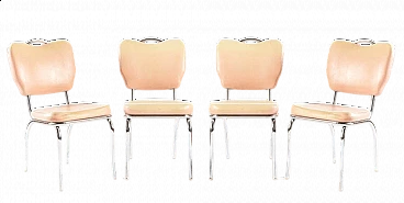 4 Co-26 Bel Air chairs in steel and faux leather, 1950s