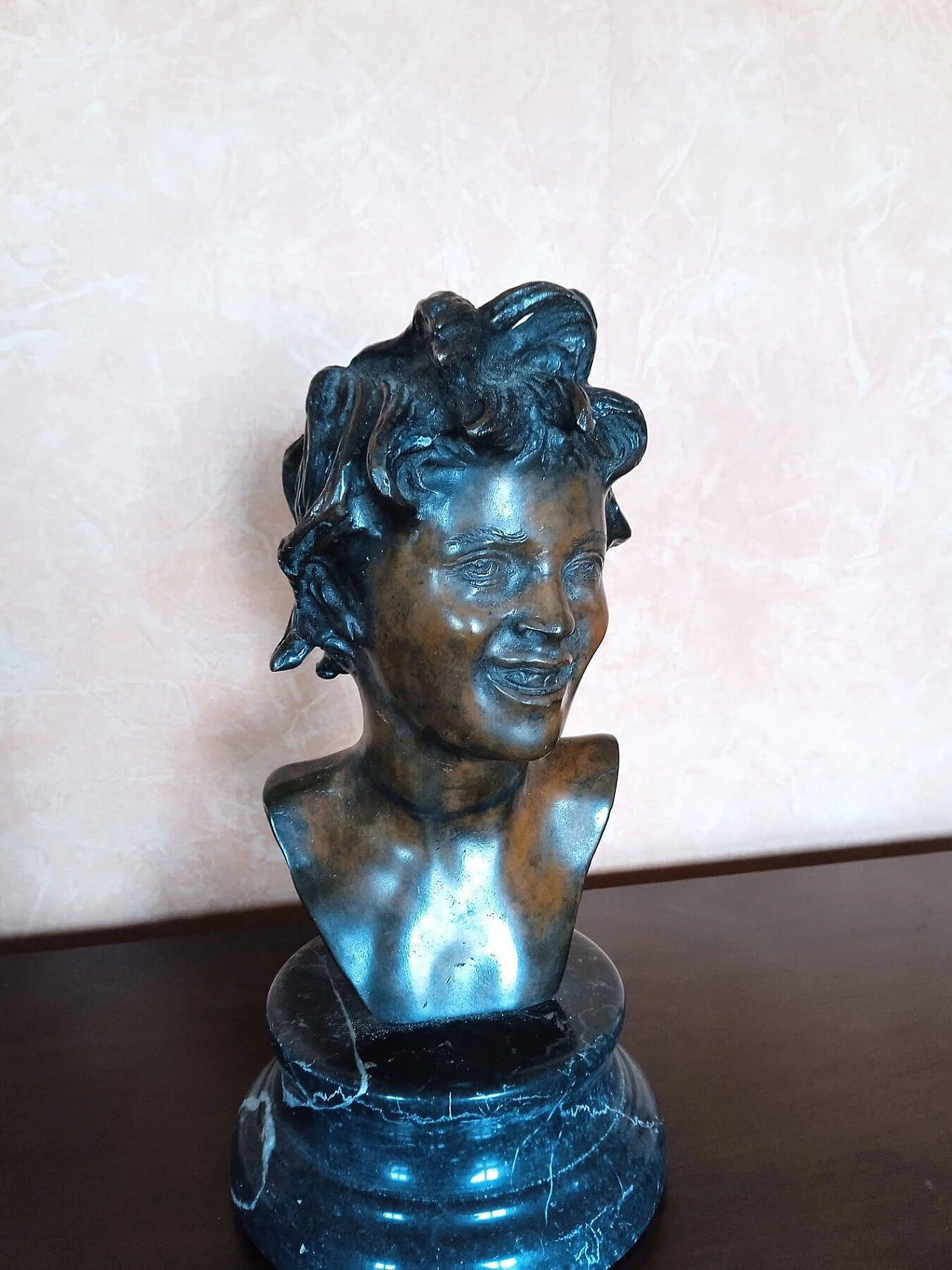 Vincenzo Cinque, bronze bust with marble base, early 20th century 2