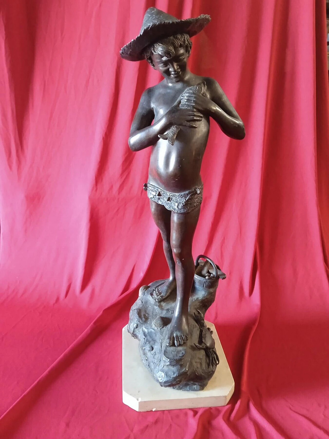 Giovanni Varlese, bronze sculpture with marble base, early 20th century 1