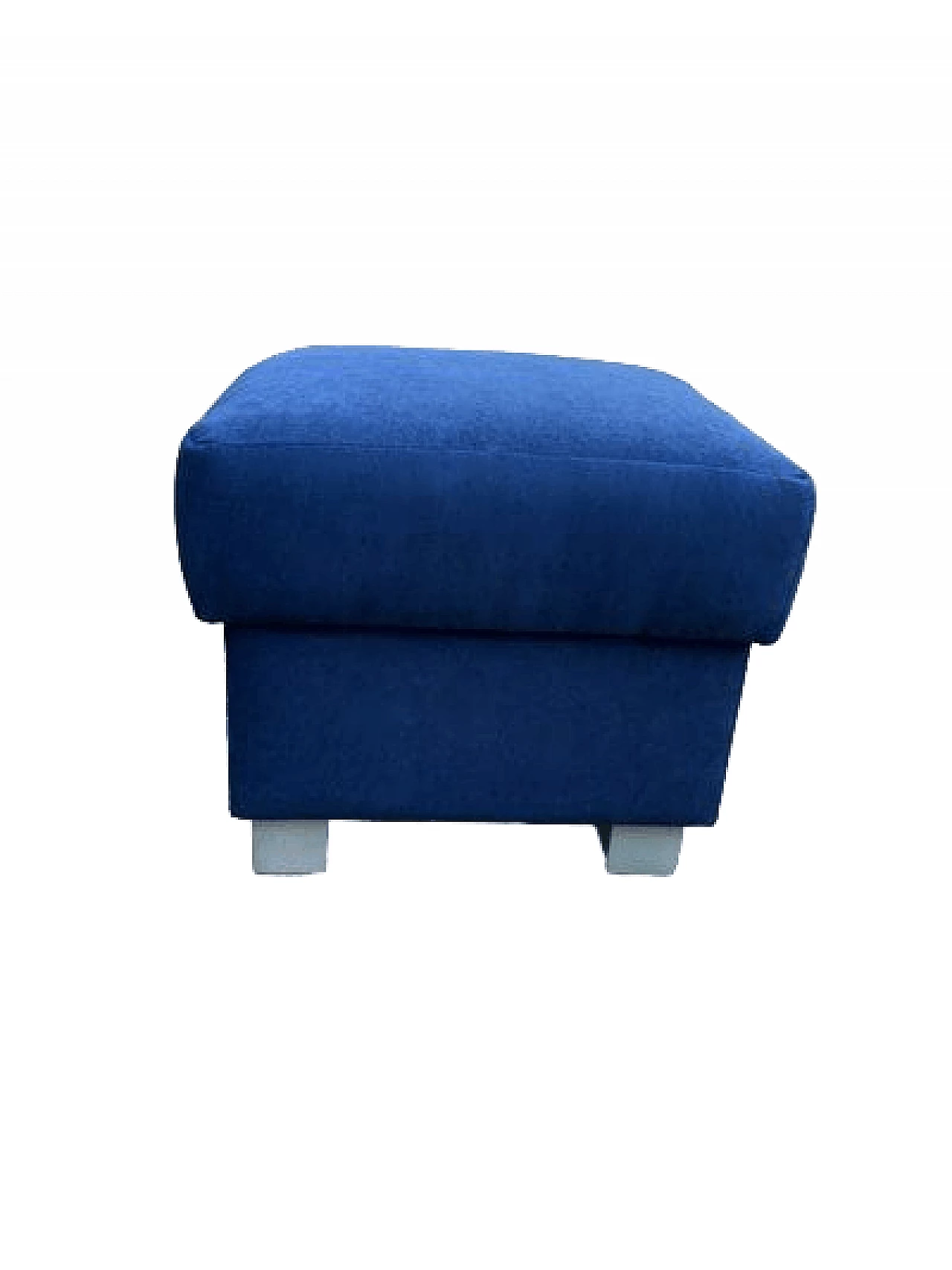 Blue fabric footstool, 1950s 5