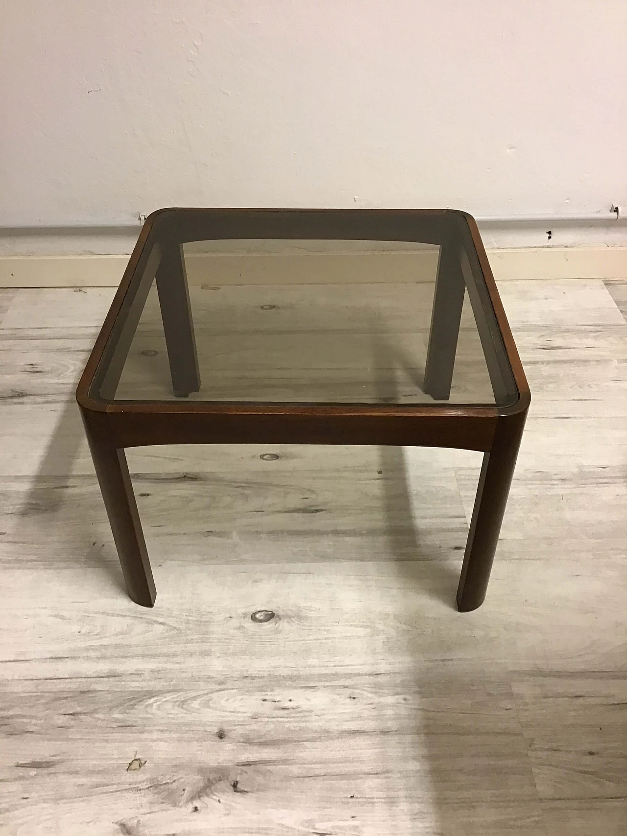 Mahogany and smoked glass coffee table by Poltronova, 1960s 1