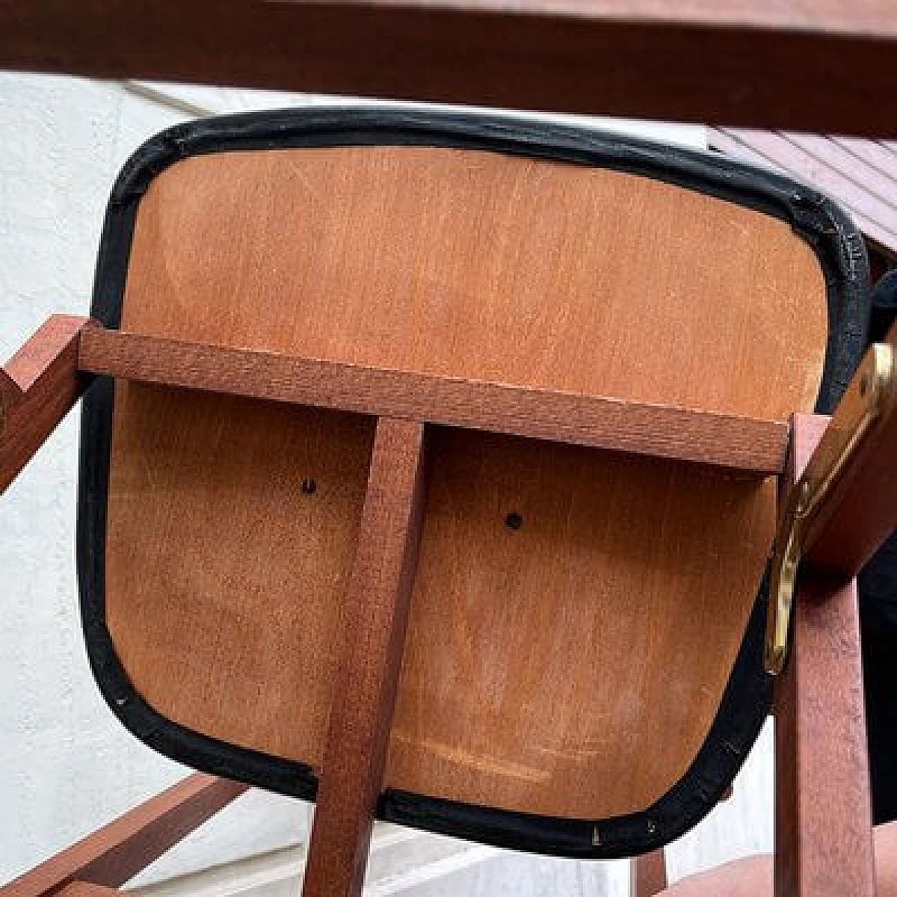 Teak valet stand with upholstered skai seat by Reguitti, 1960s 18