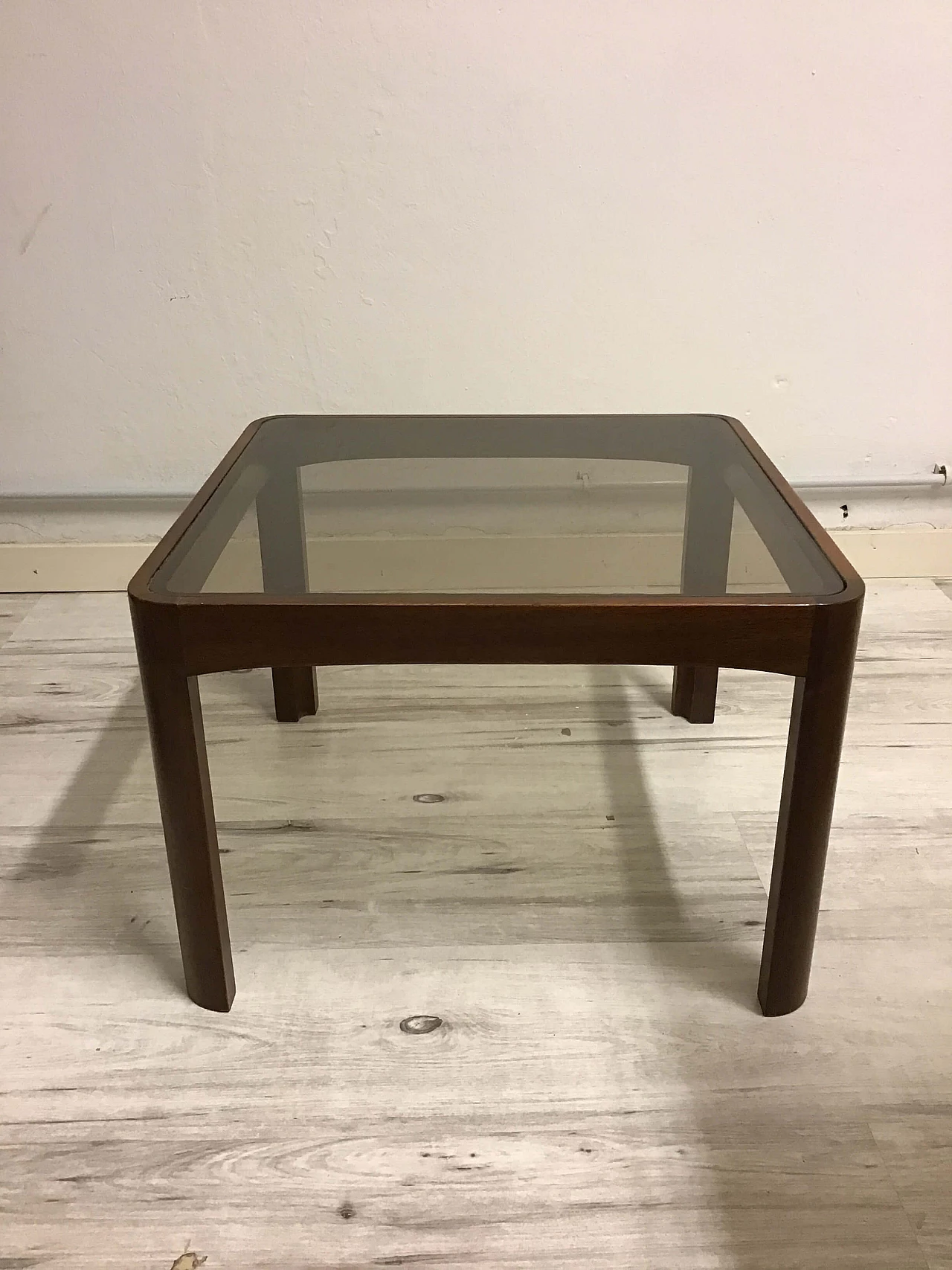 Mahogany and smoked glass coffee table by Poltronova, 1960s 5