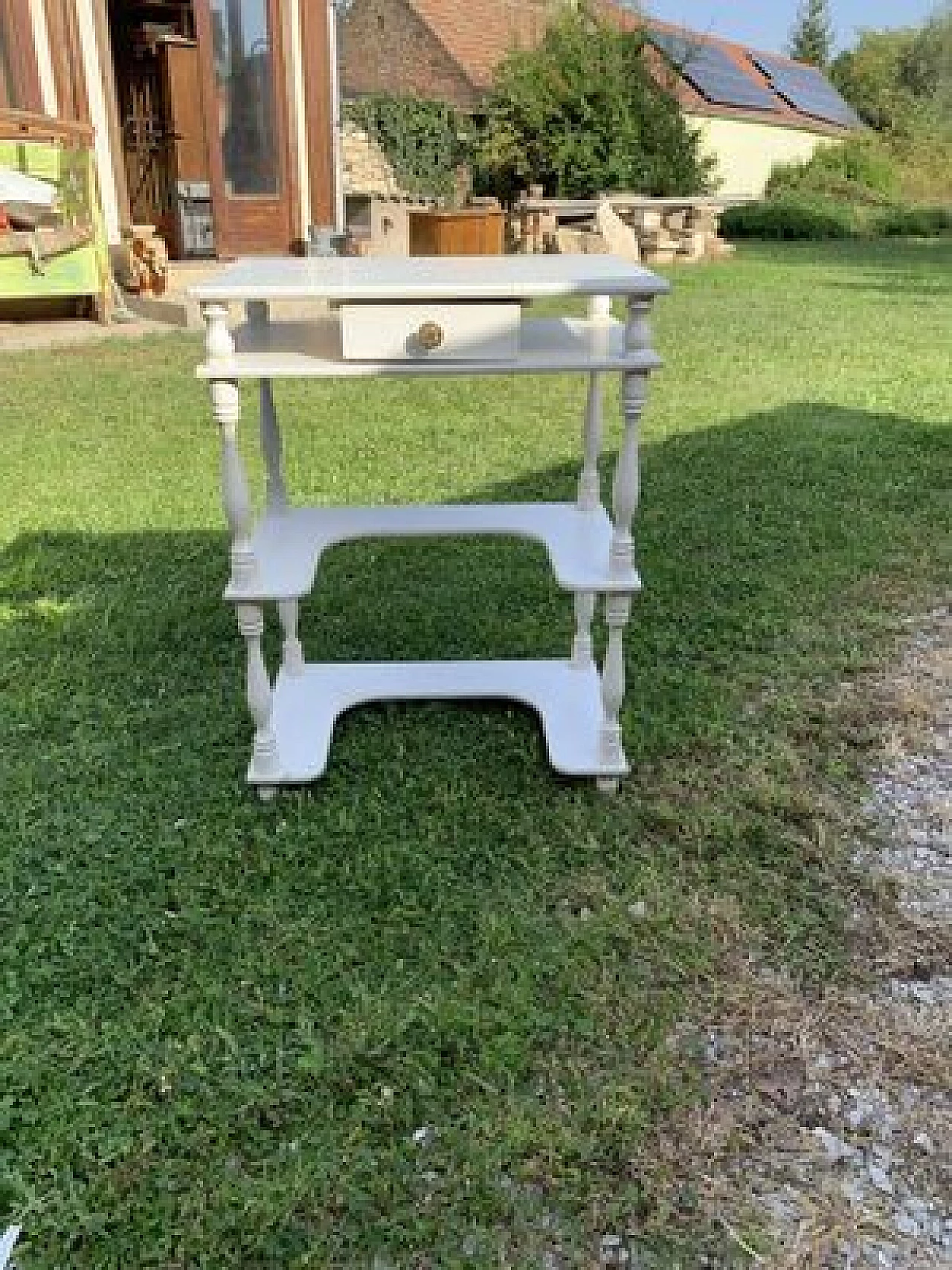 Hungarian white wood side table with drawer, 1960s 1