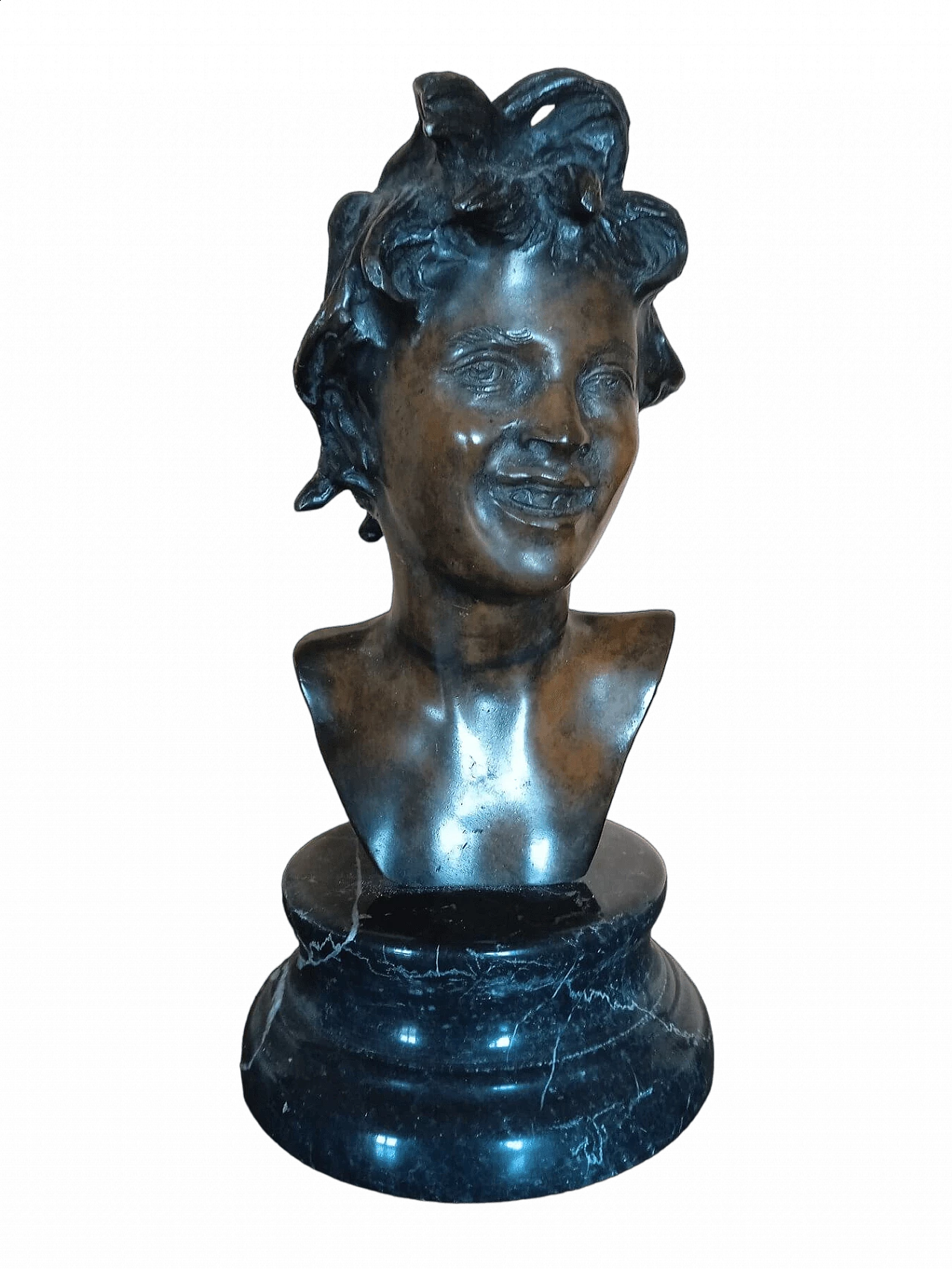 Vincenzo Cinque, bronze bust with marble base, early 20th century 11