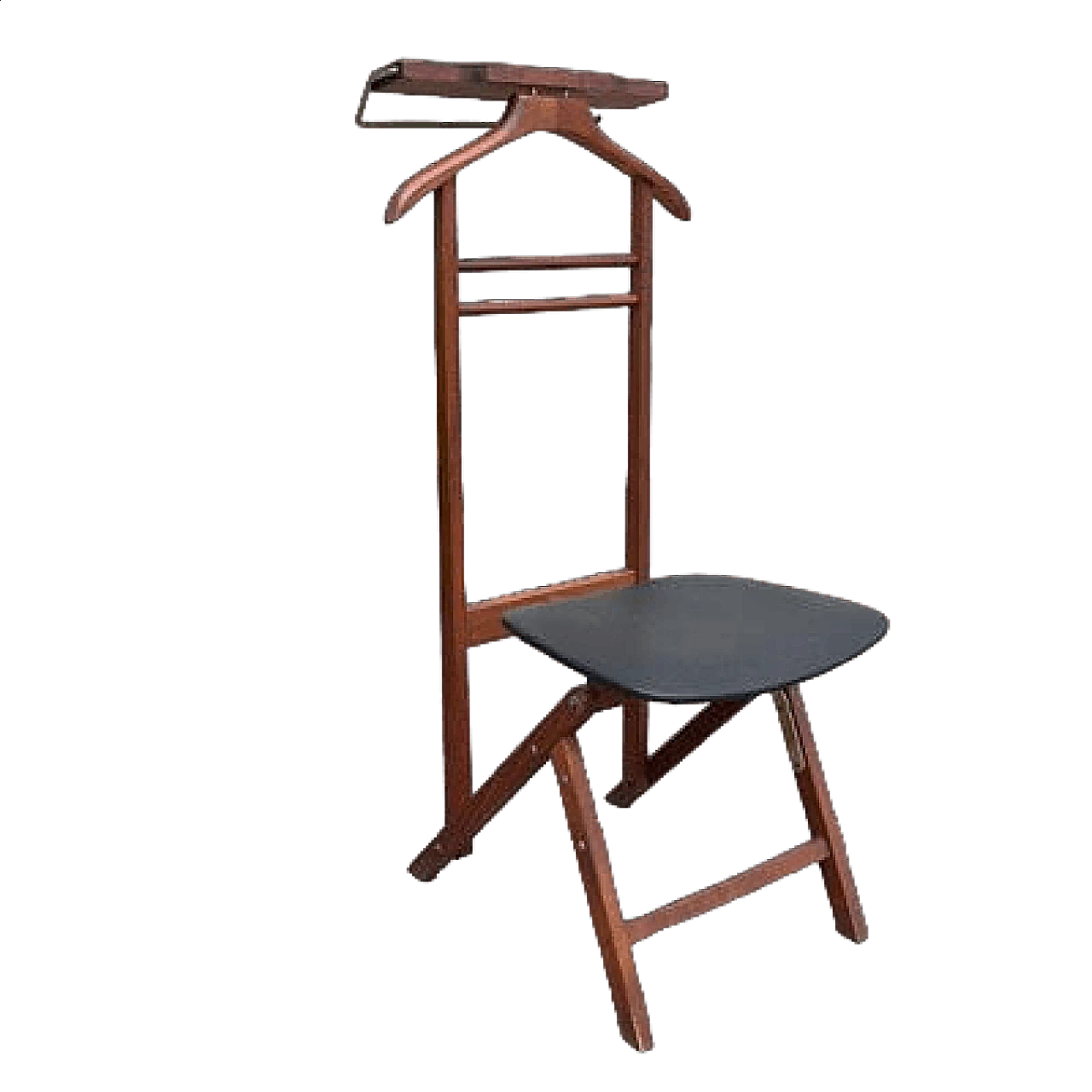 Teak valet stand with upholstered skai seat by Reguitti, 1960s 19