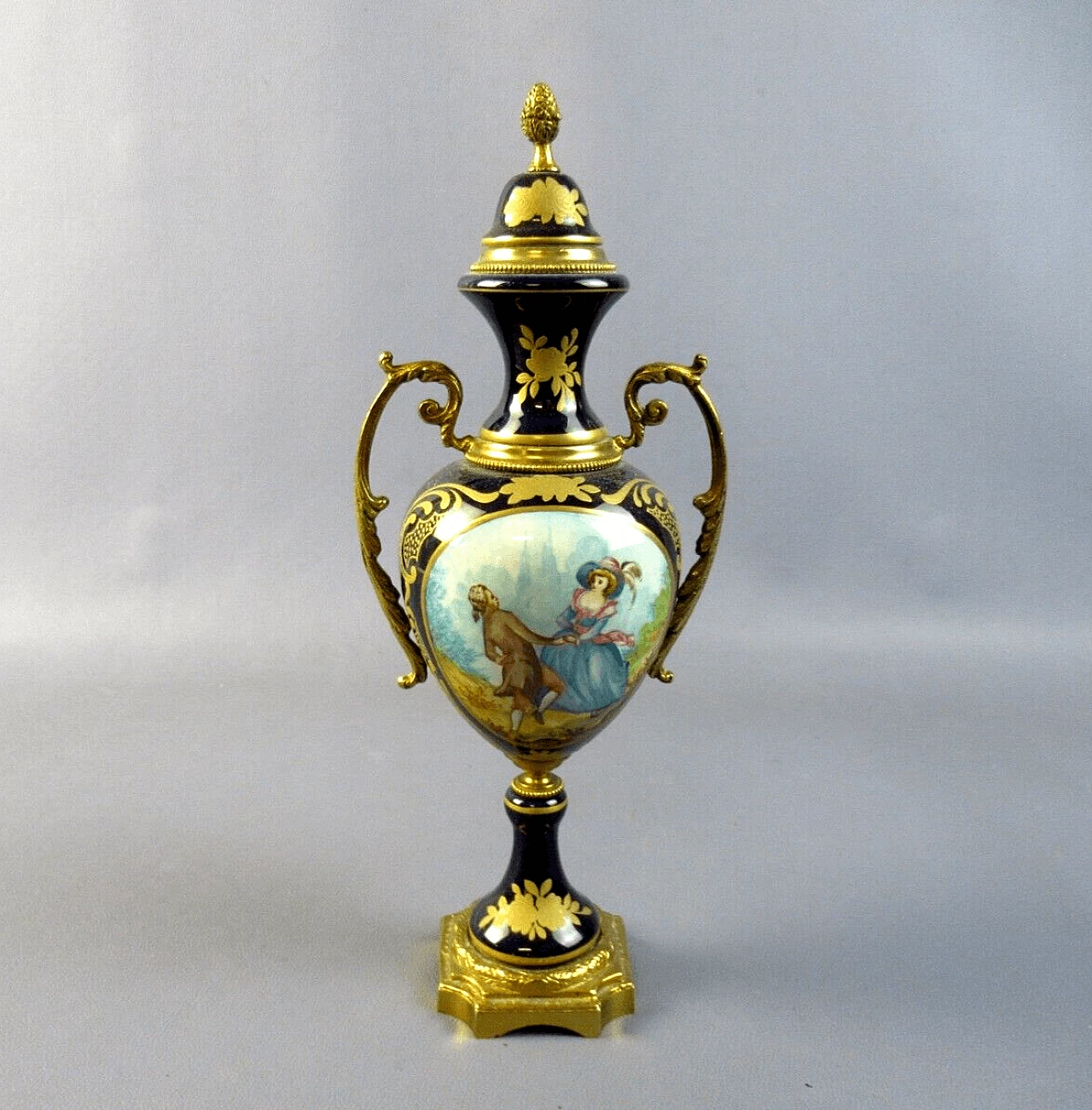 French bronze and porcelain amphora vase 16