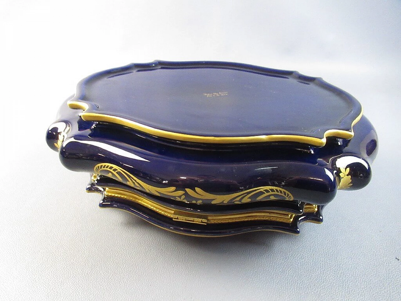 French Sèvres style porcelain and bronze jewelry box casket 10