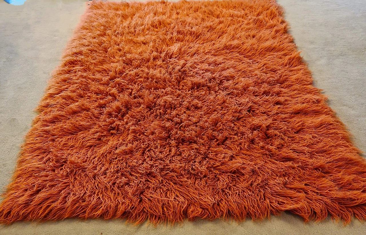 Flokati virgin wool carpet, 1970s 1