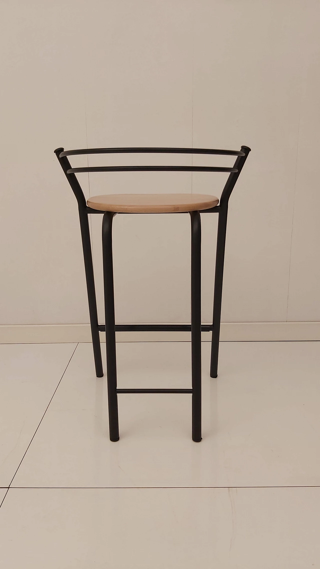 Mat stool in black painted steel and beechwood by Gianni Pareschi for Ciatti, 1990s 1