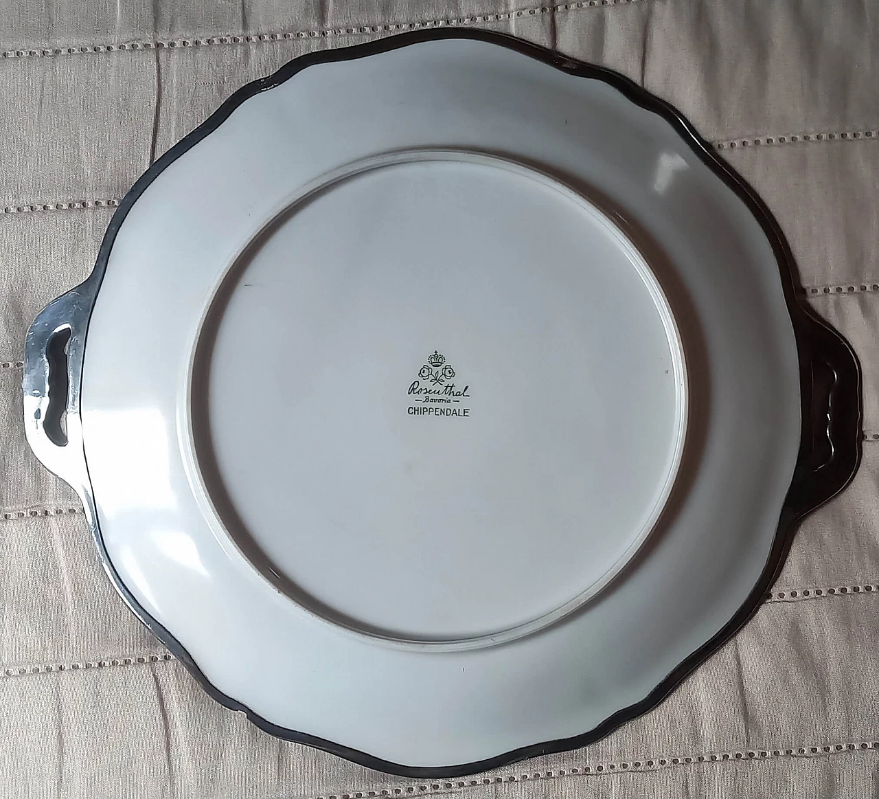 Ceramic tray with silver decoration by Gio Ponti for Rosenthal, 1930s 4