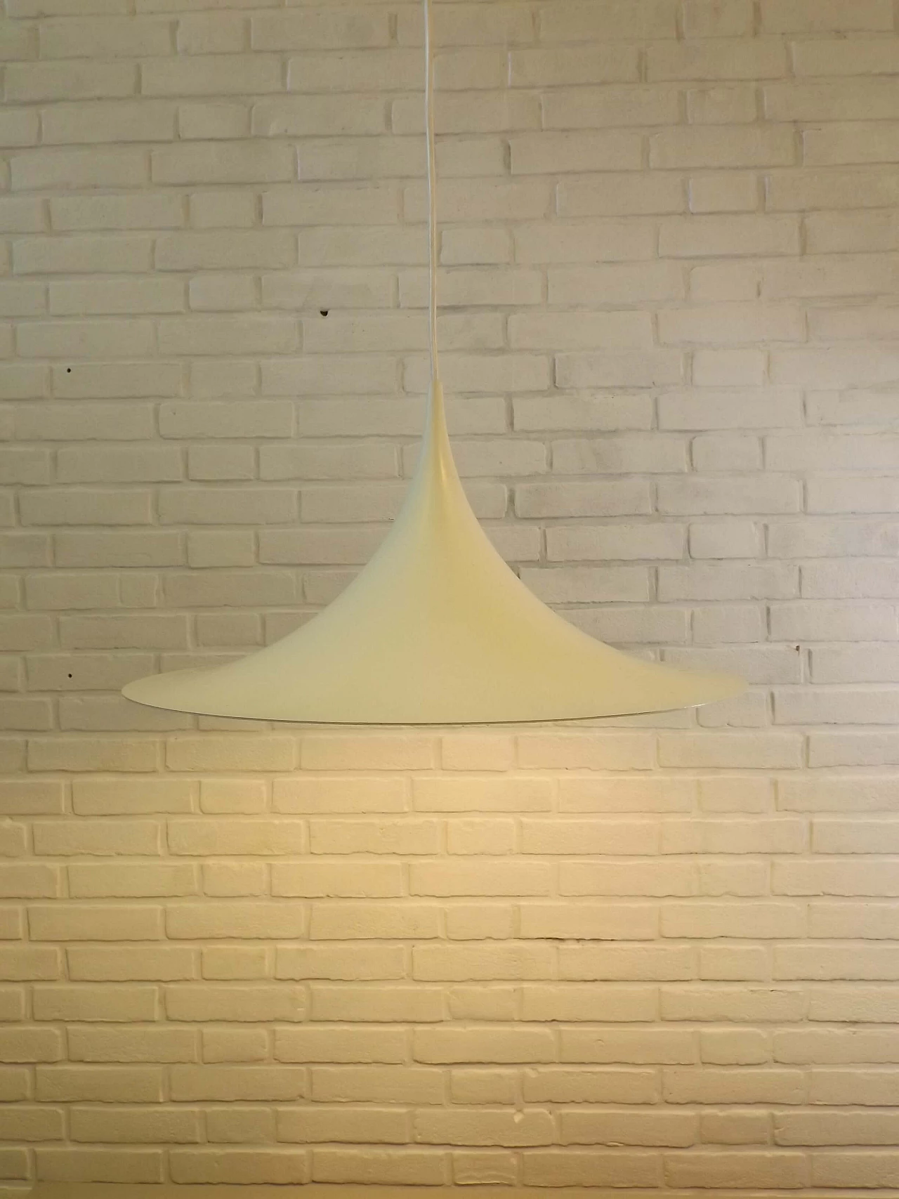 White metal hanging lamp by Lyfa, 1970s 1