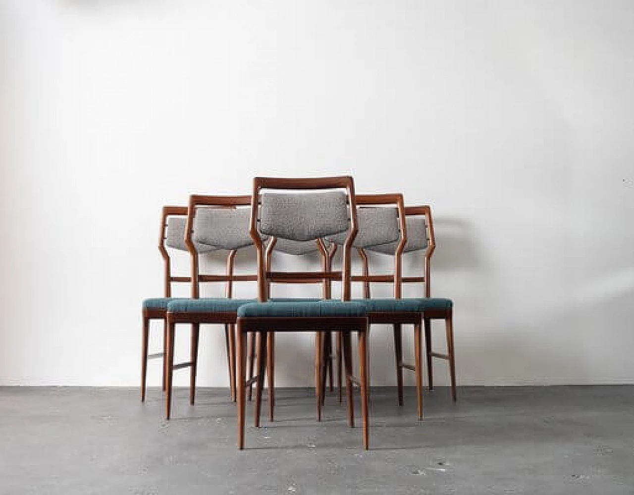 6 Teak dining chairs by La Permanente Mobili Cantù, 1950s 15