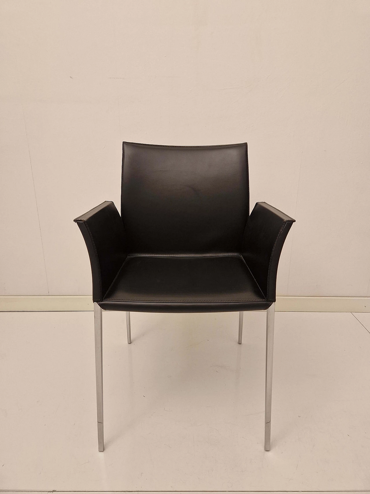 Lia leather chair with armrests by Roberto Barbieri for Zanotta, 1990s 1