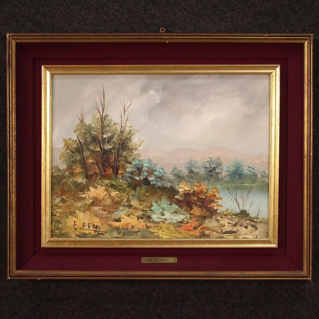 Impressionist landscape, oil on panel, 1960s 6