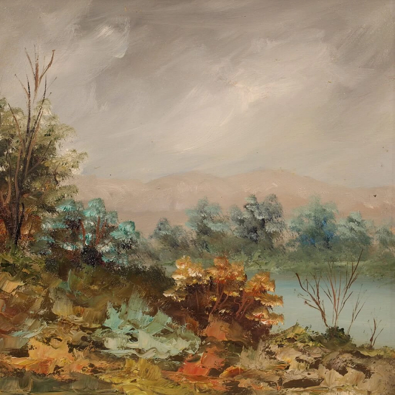 Impressionist landscape, oil on panel, 1960s 12