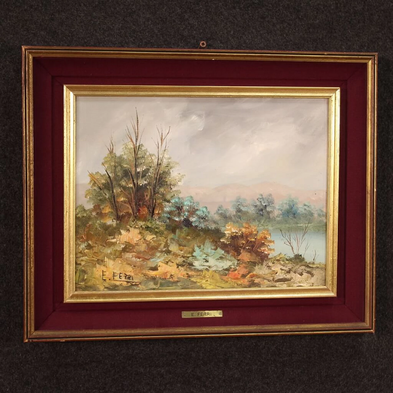 Impressionist landscape, oil on panel, 1960s 15