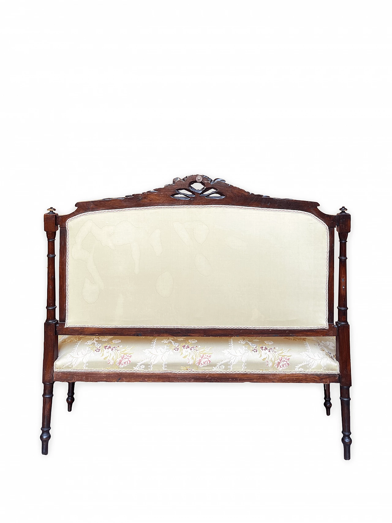 Carved wooden sofa and floral fabric in Louis XVI style, early 20th century 8