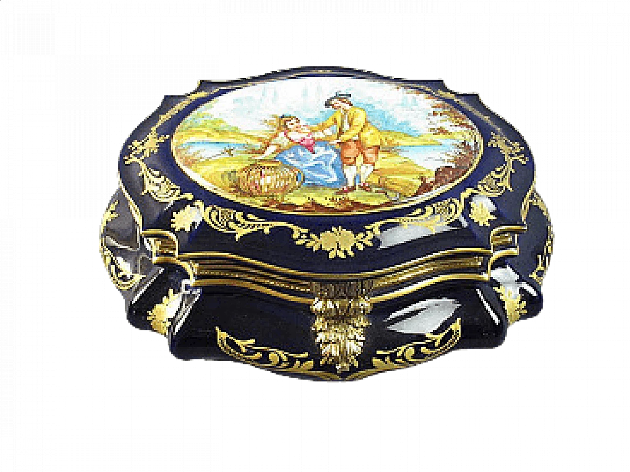 French Sèvres style porcelain and bronze jewelry box casket 12