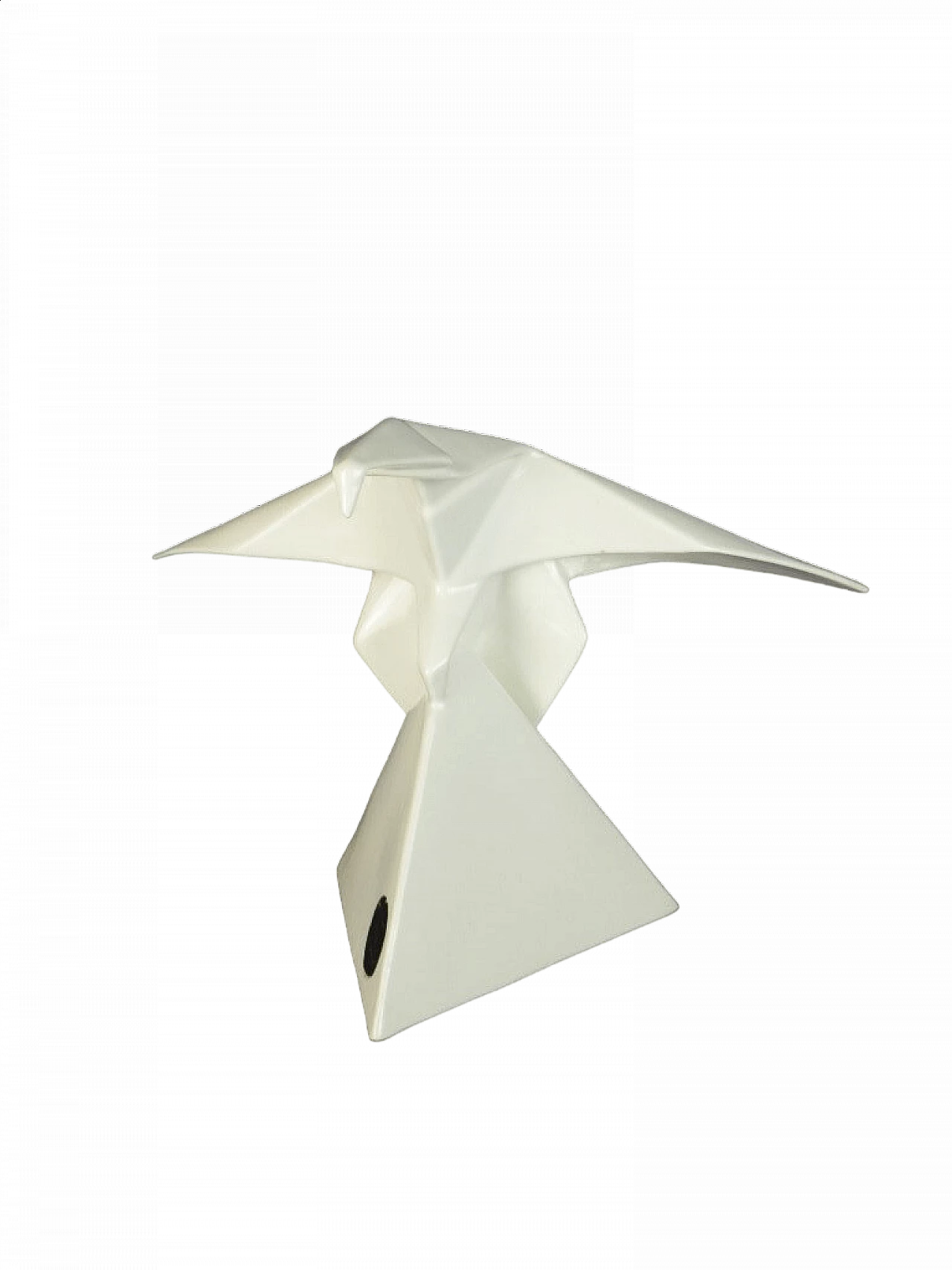 White ceramic origami eagle sculpture 8