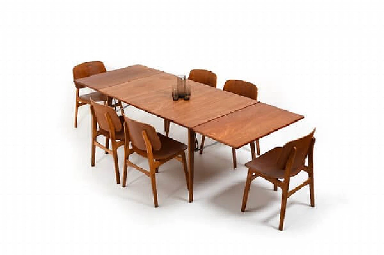 6 Chairs 155 and table 162 by Børge Mogensen for Søborg Møbelfabrik, 1960s 1