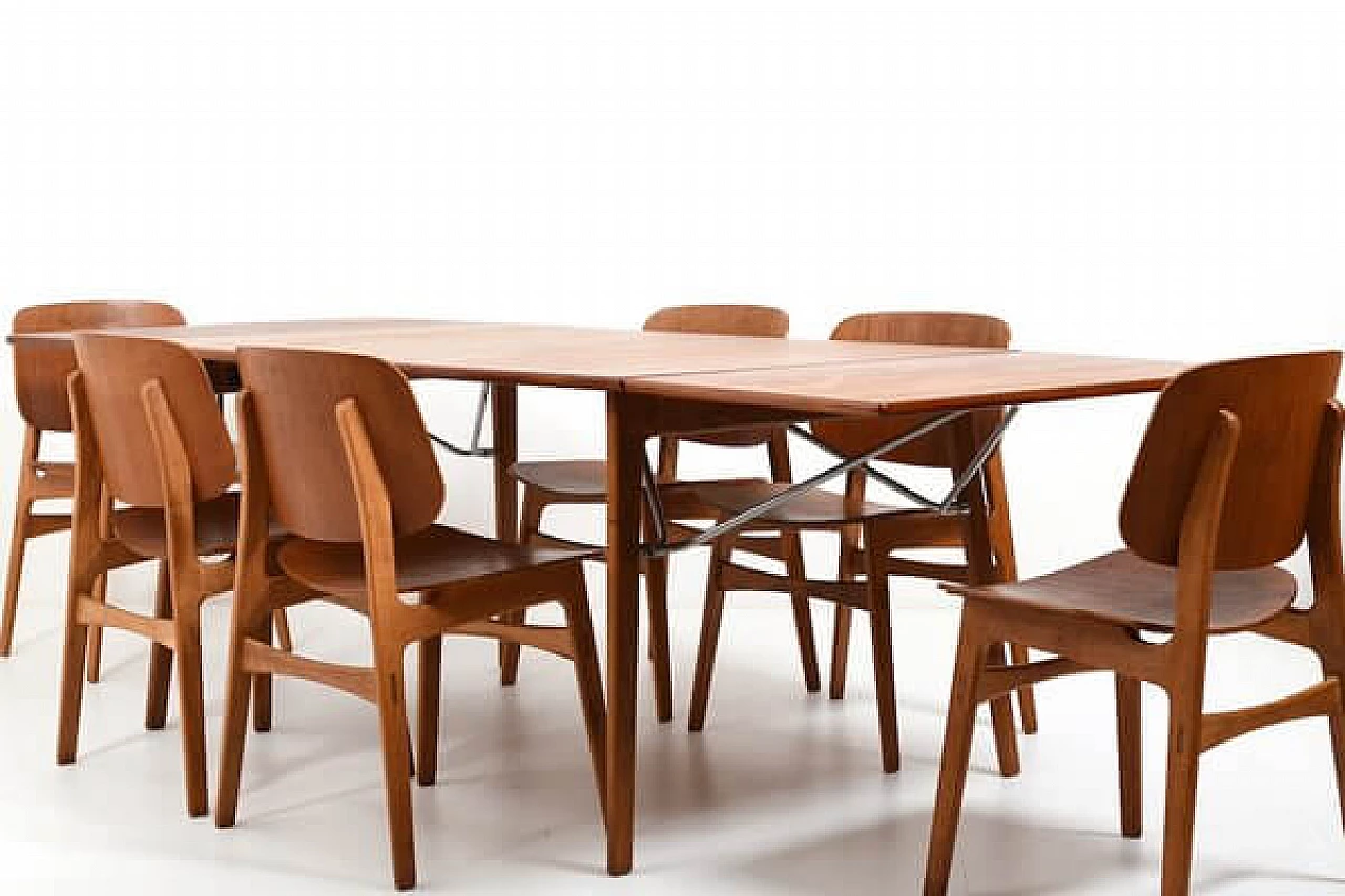 6 Chairs 155 and table 162 by Børge Mogensen for Søborg Møbelfabrik, 1960s 3