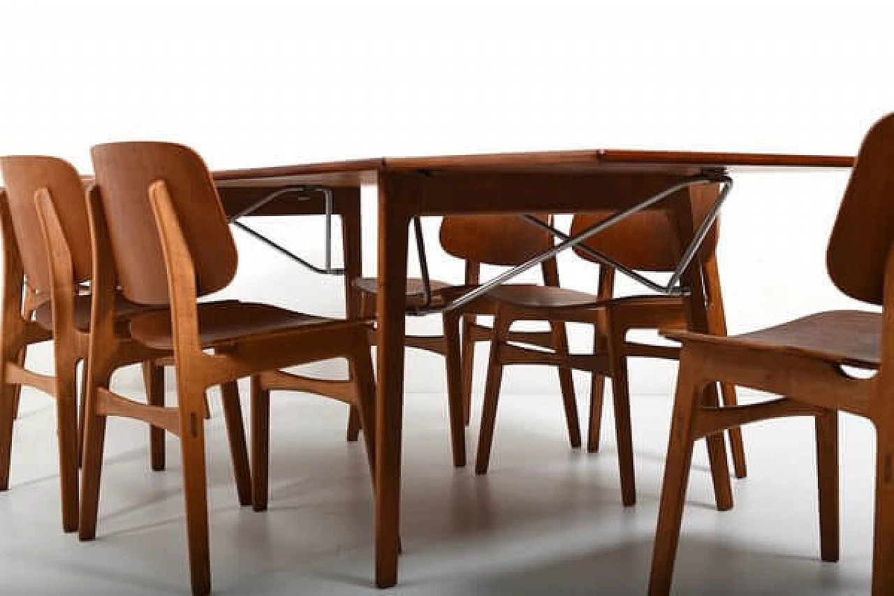 6 Chairs 155 and table 162 by Børge Mogensen for Søborg Møbelfabrik, 1960s 4