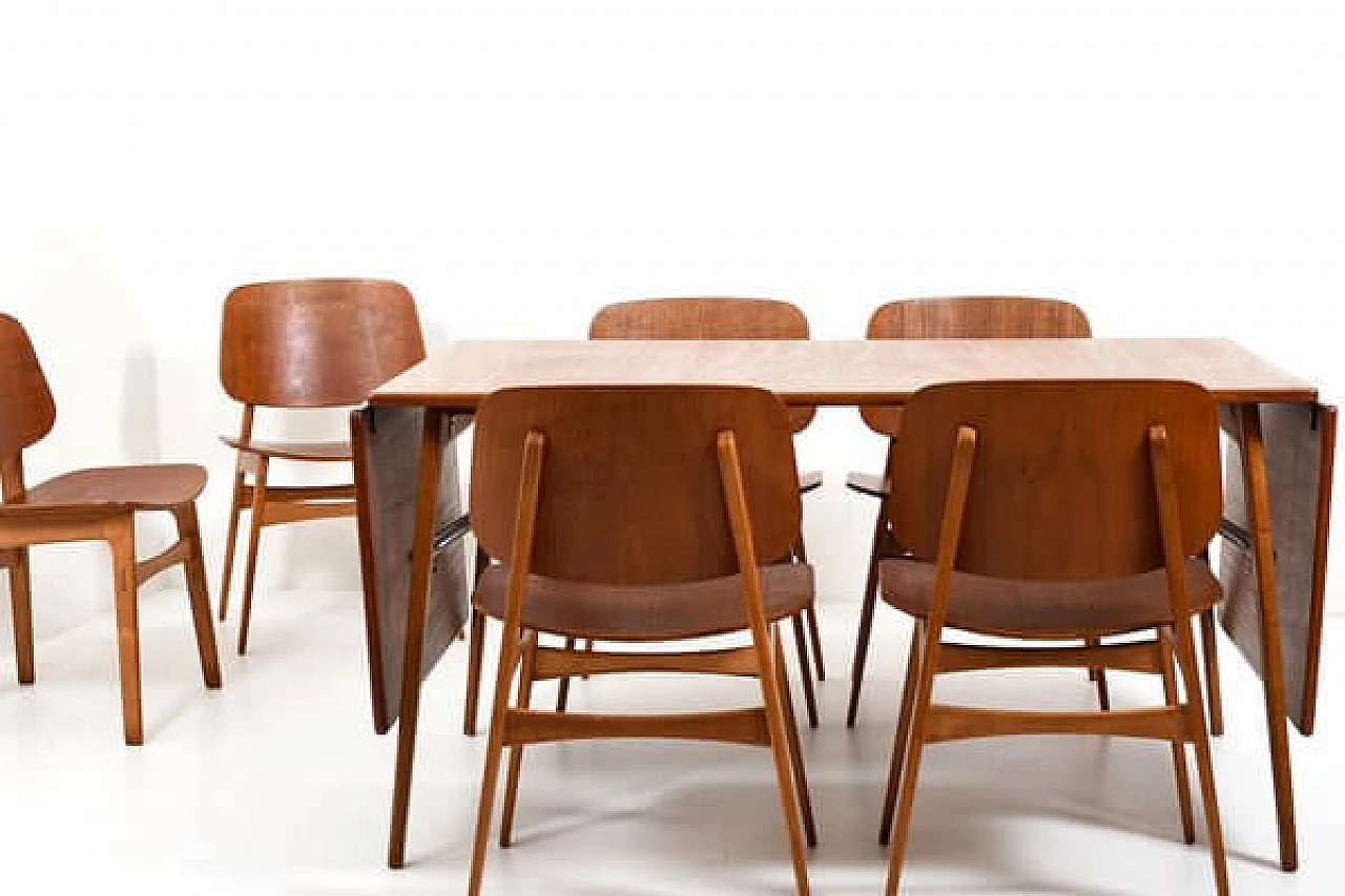 6 Chairs 155 and table 162 by Børge Mogensen for Søborg Møbelfabrik, 1960s 6