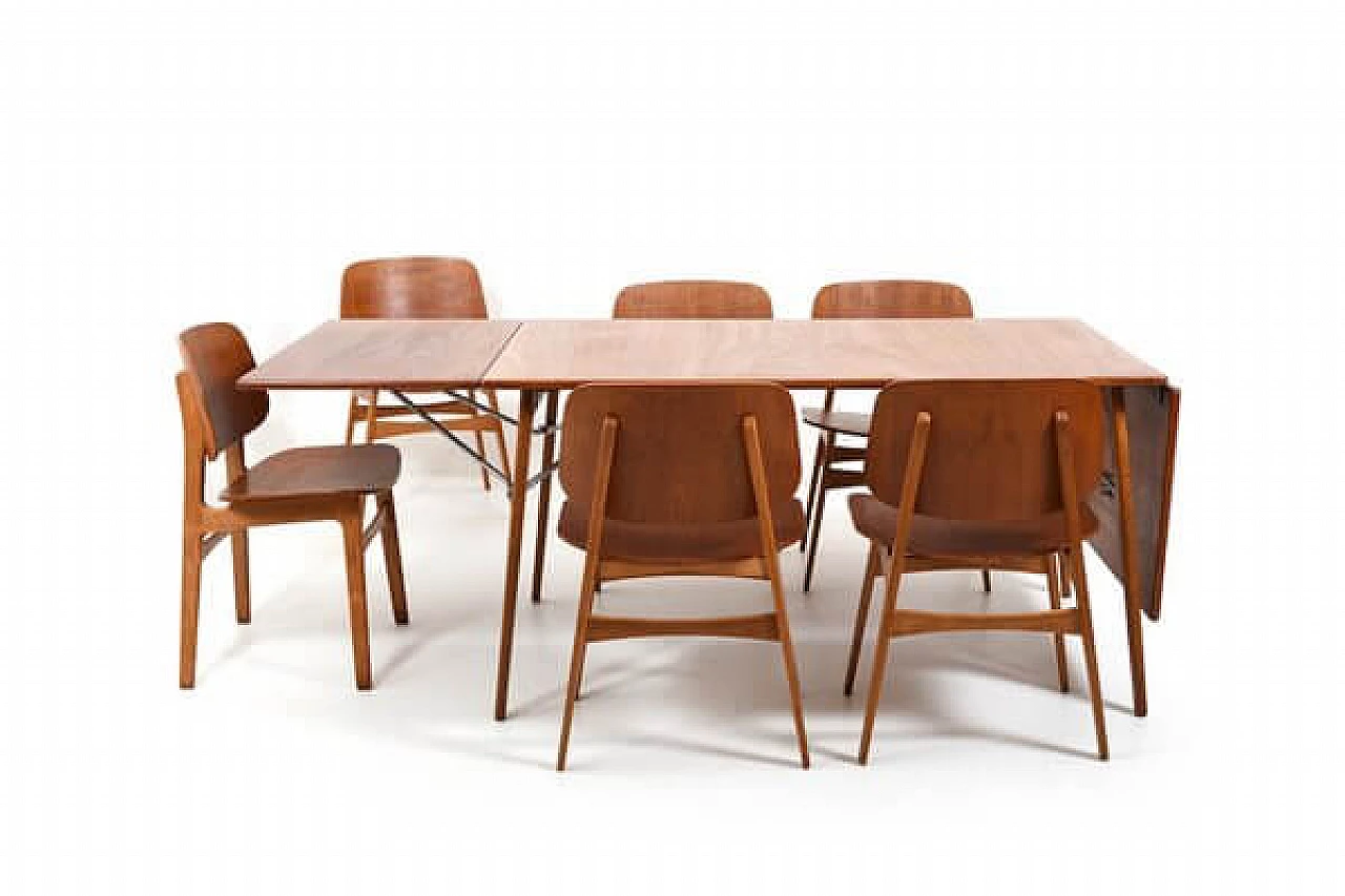 6 Chairs 155 and table 162 by Børge Mogensen for Søborg Møbelfabrik, 1960s 7