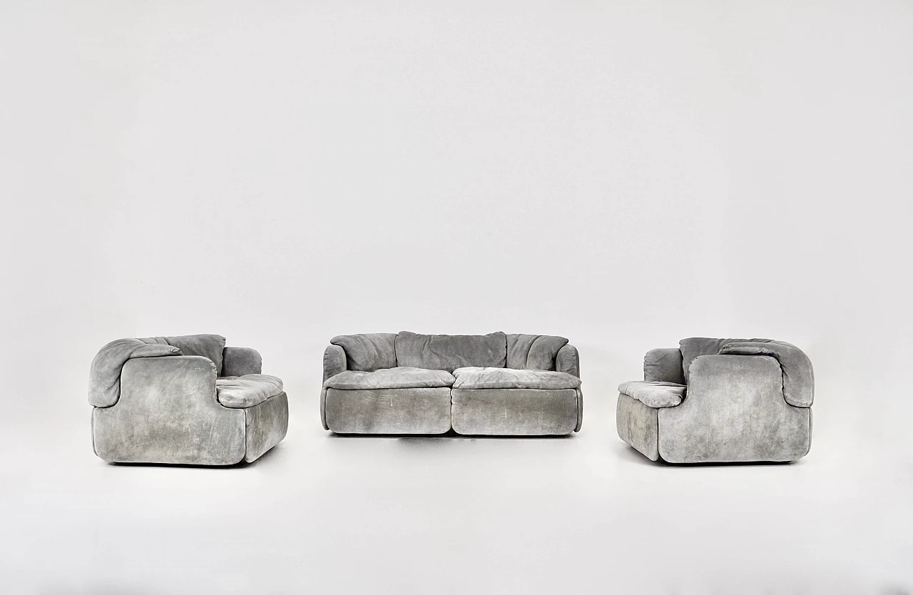 Confidential sofa and pair of armchairs by Alberto Rosselli for Saporiti, 1970s 1