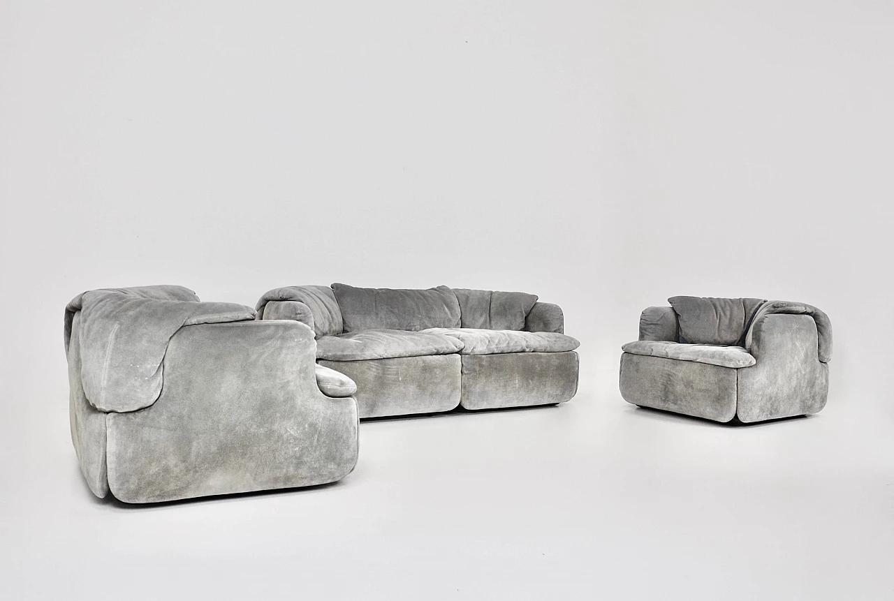 Confidential sofa and pair of armchairs by Alberto Rosselli for Saporiti, 1970s 2