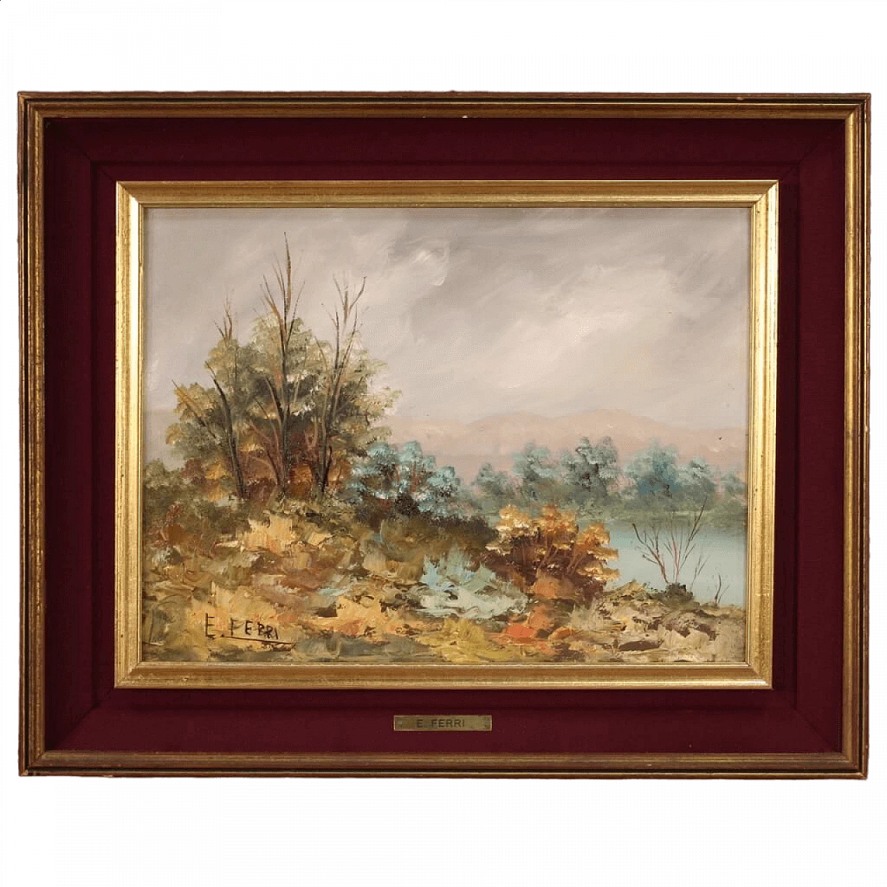 Impressionist landscape, oil on panel, 1960s 16