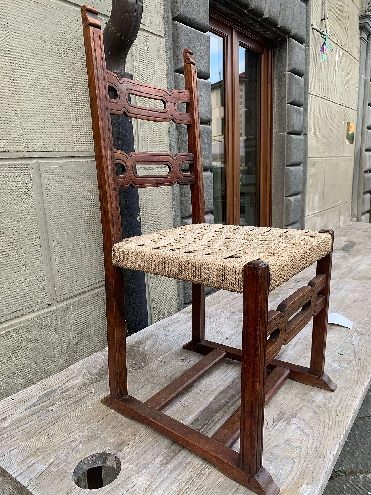 Wooden chair with woven seat, early 20th century 4