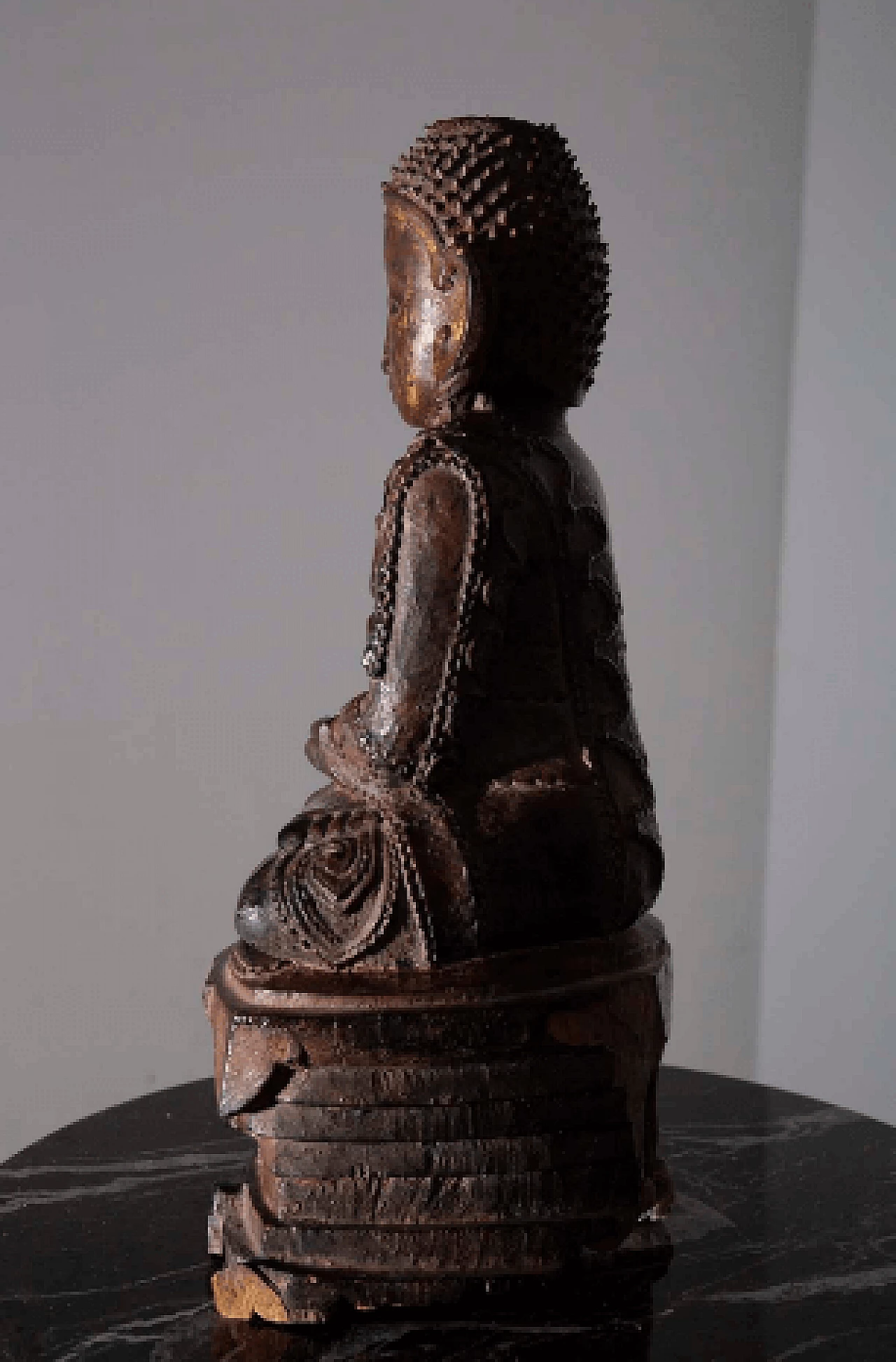 Wood Buddha sculpture, 19th century 7