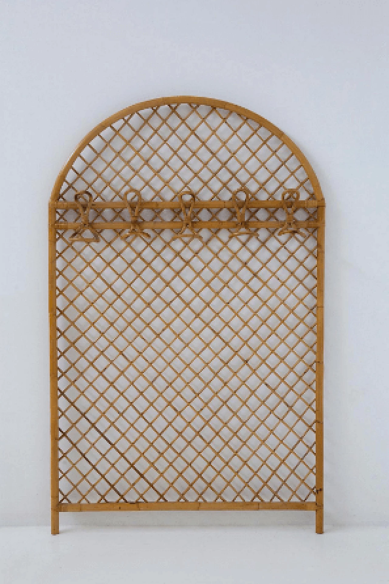 Bamboo and rattan wall coat rack, 1960s 2