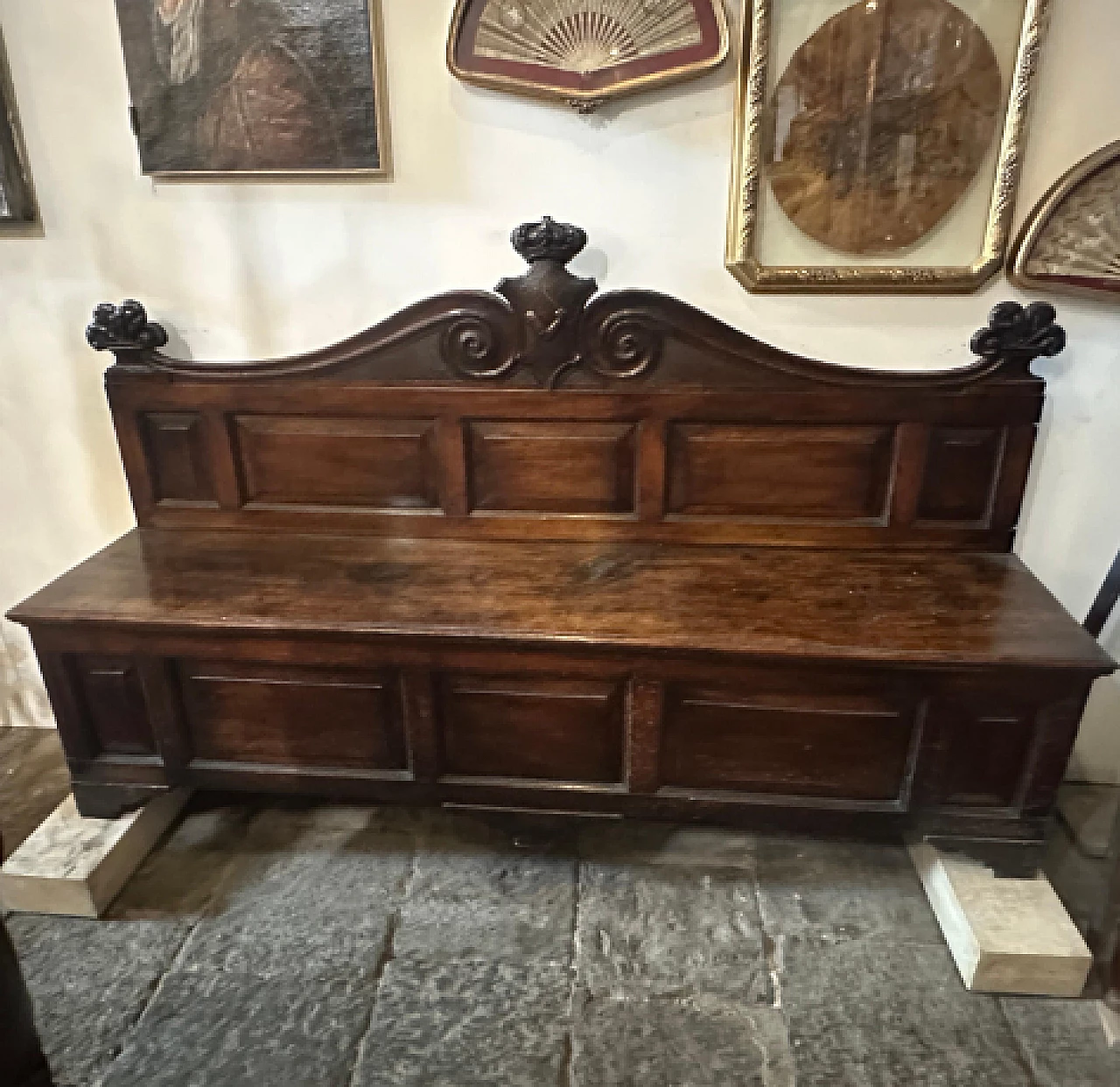 Louis Philippe carved walnut bench, mid-19th century 14