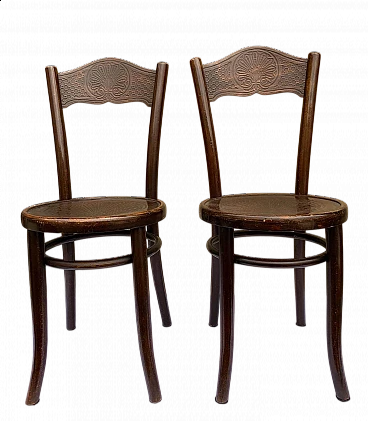 Pair of beech Mordus chairs in Thonet style, early 20th century