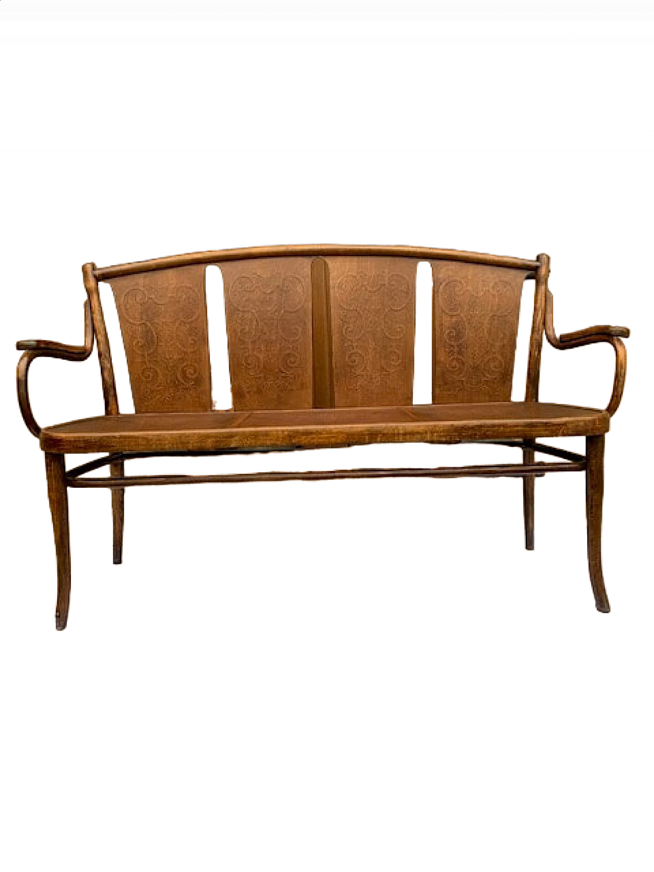 Beech bench by Thonet, early 20th century 11