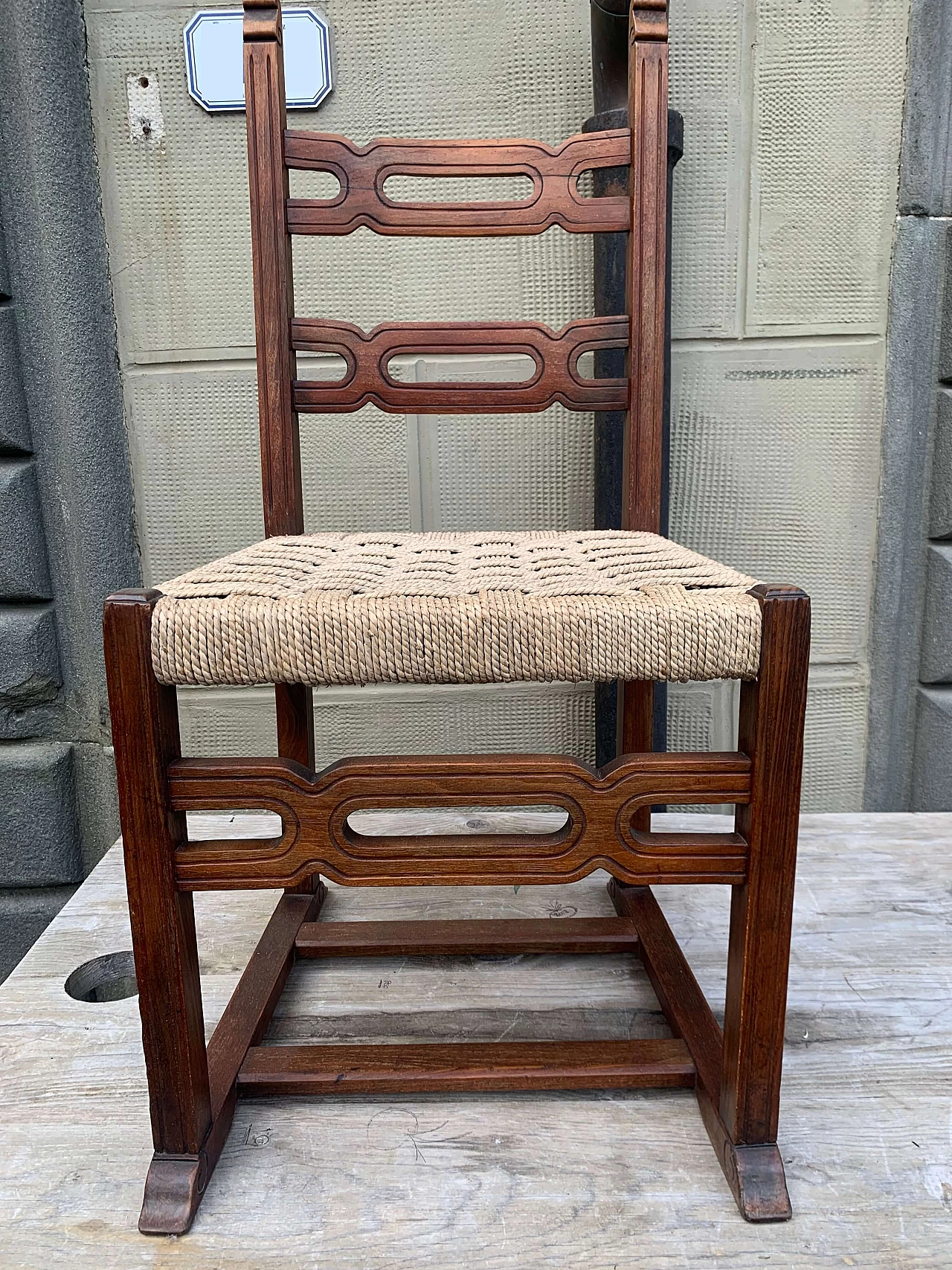 Wooden chair with woven seat, early 20th century 5