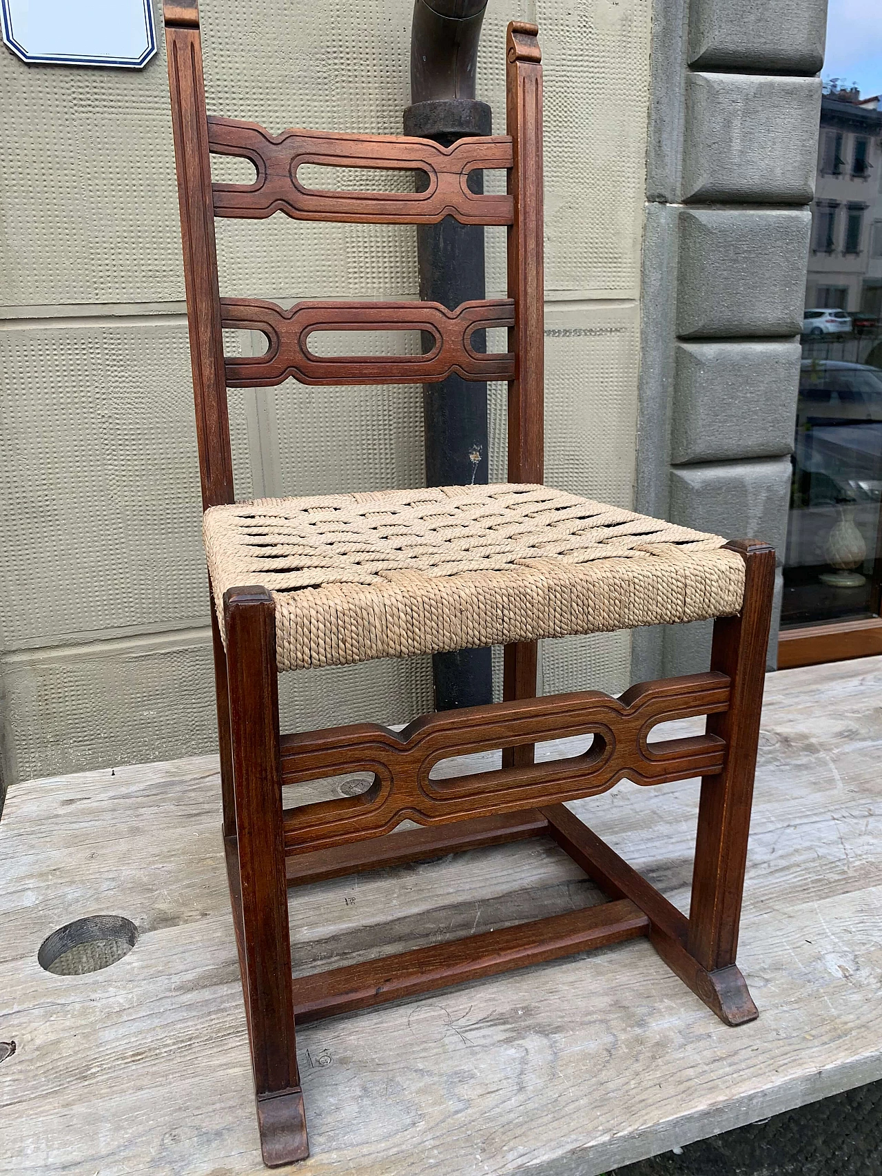 Wooden chair with woven seat, early 20th century 6