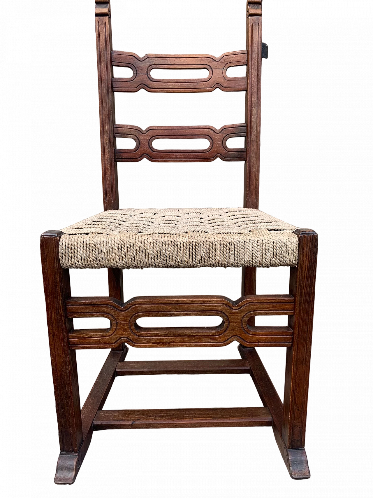 Wooden chair with woven seat, early 20th century 7