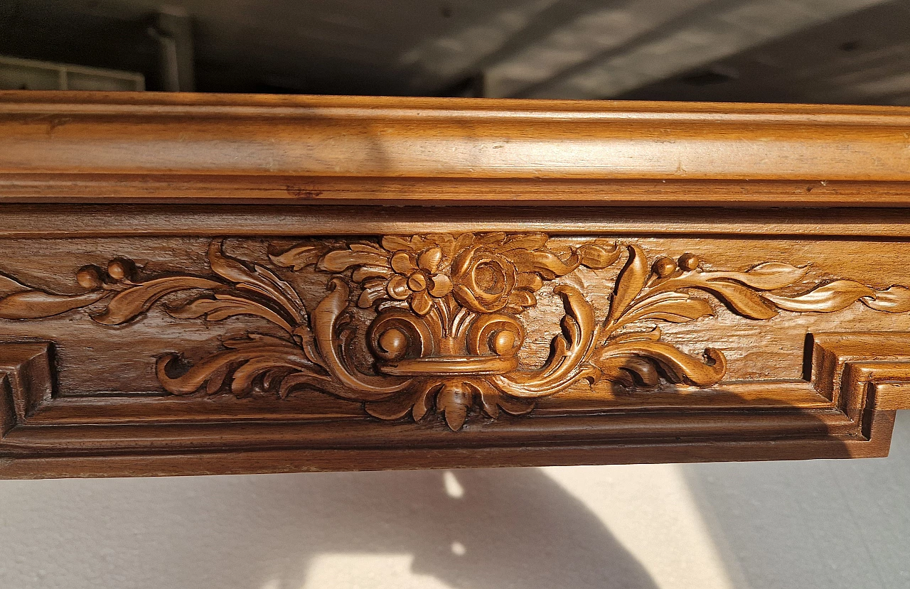 National walnut table with carvings, 1950s 3