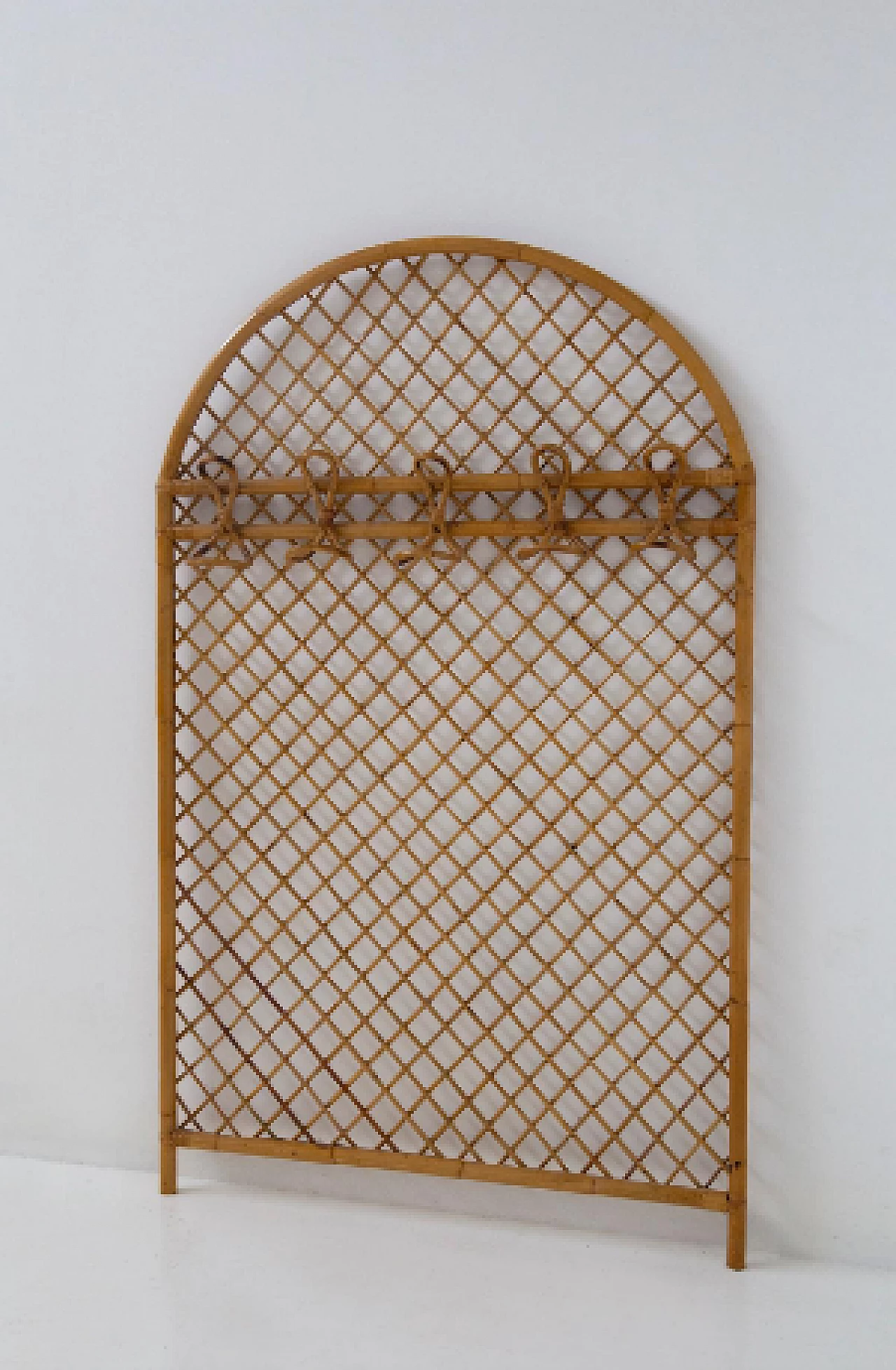 Bamboo and rattan wall coat rack, 1960s 5