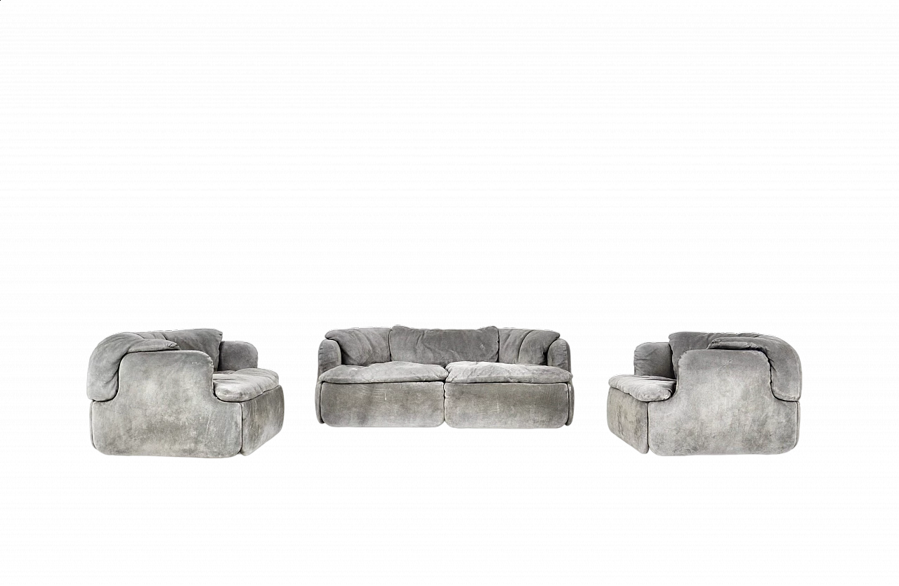 Confidential sofa and pair of armchairs by Alberto Rosselli for Saporiti, 1970s 16