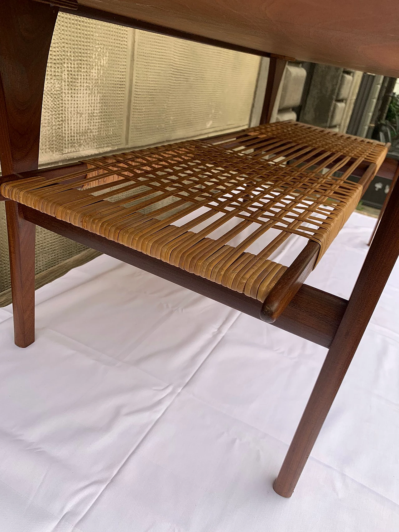 Danish teak and wicker coffee table 2