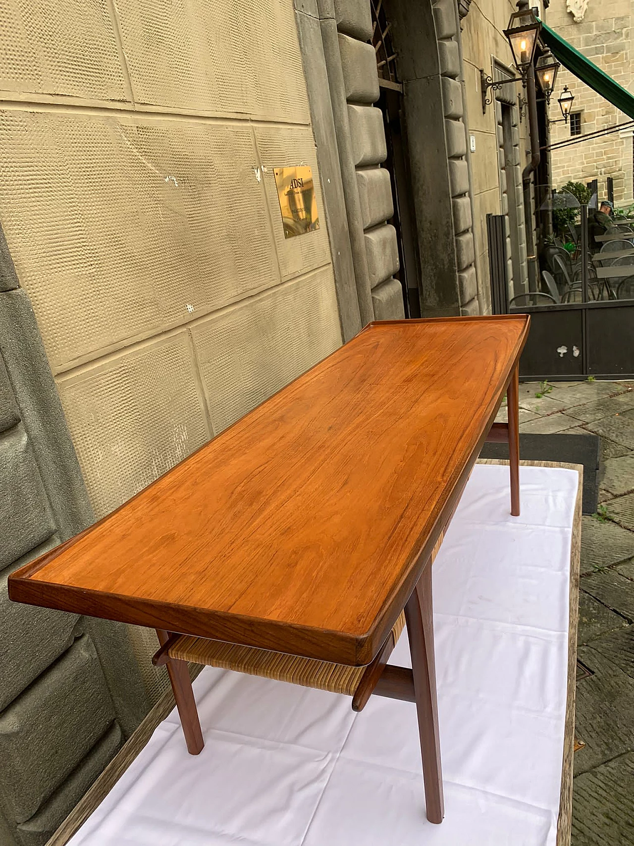 Danish teak and wicker coffee table 5